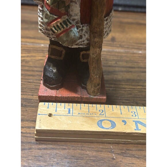 Vintage 10" Old World Santa With Backpack Of Toys Carrying A Walking Stick - Picture 8 of 11